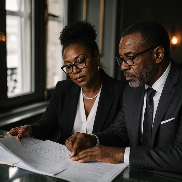 A couple reviewing their documents together, getting their affairs in order